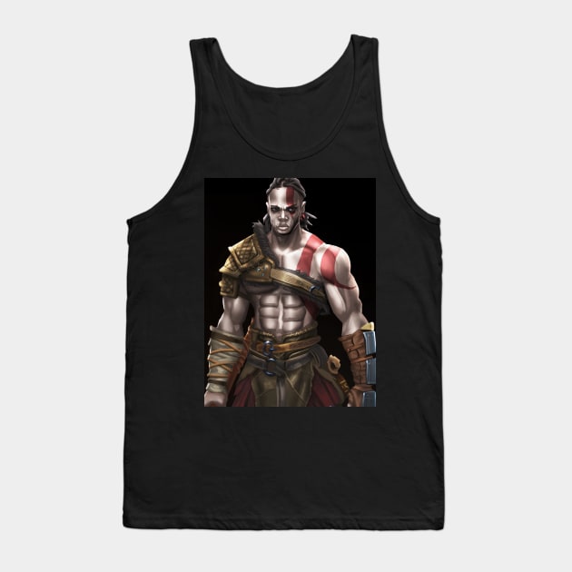 God Of War Fanart - Black Kratos Collection Tank Top by Beckley Art